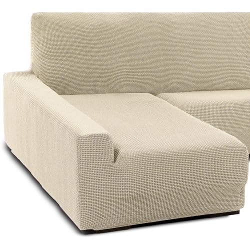 Miniatura 6 de Faverti Funda Super Elástica Chaise Longue Brazo Largo Izquierdo Visto De Frente Modelo Novele Beige Protector De Calidad De Tejido Jacquard Tacto Algodón