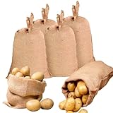 VIDETOL 6 bolsas de yute universales, 100 x 60 cm, bolsas de yute grandes, resistentes, bolsas de patatas, sacos de yute en tejido natural para plantas y plantas