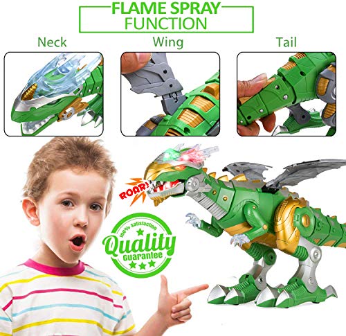 Liberty Imports Mist Spraying Robot Dragon Toy - Walking Dinosaur Fire Breathing Water Spray With Lights & Realistic Sounds (Assorted Color) #TOP4
