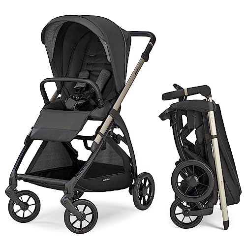 Inglesina Electa Full Size Standard Baby Stroller – Weighs only 19 lbs, Reversible Seat, Compact Fold, One-Handed Open & Close, Adjustable Handle, Large Basket & All-Wheel Suspensions – Upper Black