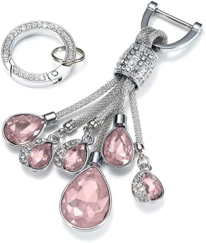Bling Crystal Car Keychain for Women, Keychain Accessories With Rhinestones, Fashionable Car Key Chain for Car Keys Fit BMW Honda Audi Lexus Ford Mercedes Benz Nissan Cadillac Toyota (2 Pink)