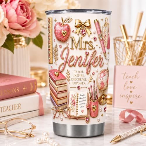 Raevaki Personalized Teacher Tumbler - Gifts For Teachers - Custom 2D Flat Back To School Cup T15 - Classroom Tumbler - Teacher's Day, Graduation, Birthday Gifts For Teachers, Educator - Image 3