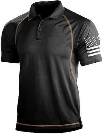 Mens Polo Shirt Short Sleeve Quick Dry Casual Tactical Tee Shirt T-Shirt