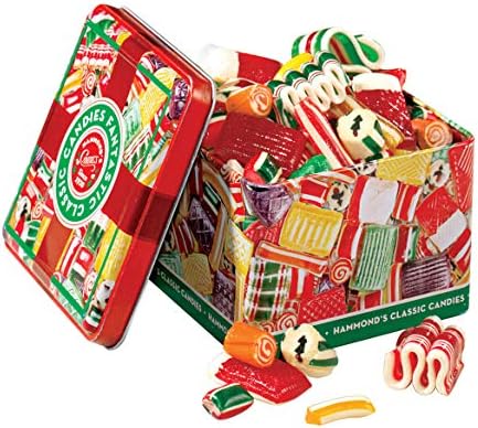 Hammond's Candies - Old Fashioned Holiday Classics Mix Hard Candy in Decorative Tin, Includes Assorted Ribbon, Pillow, & Hard Candies, Handcrafted in the USA