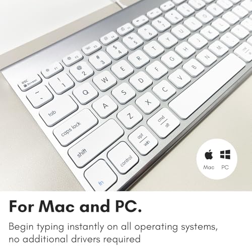 Macally Teclado USB com fio para Mac e Windows PC Teclado Apple pequeno compat vel com economia de e