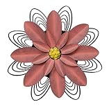 Hanizi Wall Sculptures Wall Art 13 Inches, Metal Pink Flower Wall Decor Fence Yard Decoration