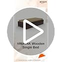 Image of Wooden Single Size Bed with Mattress for Living Room, Drawing Room & Bedroom | Space Saving Wooden Cot /Palang /Diwan with Trundle Drawer Storage | Solid Sheesham Wood | Walnut Finish