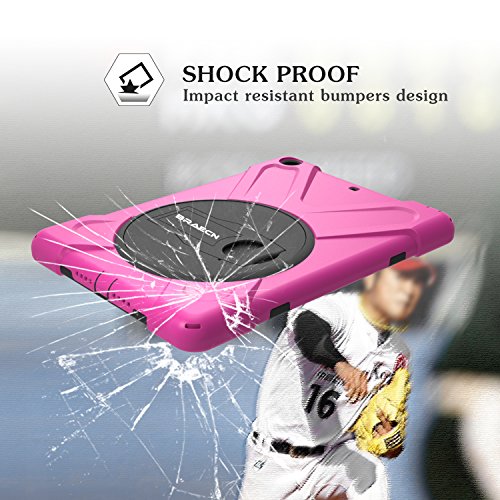 Silicone Case For Ipad Mini3 2 1,Braecn 3 In 1 Heavy Duty Prevent Fall Off Tablet Protect Cover For Apple Ipad Mini1 2 3 Kids Case With Hand Strap-Rose Red #TOP4