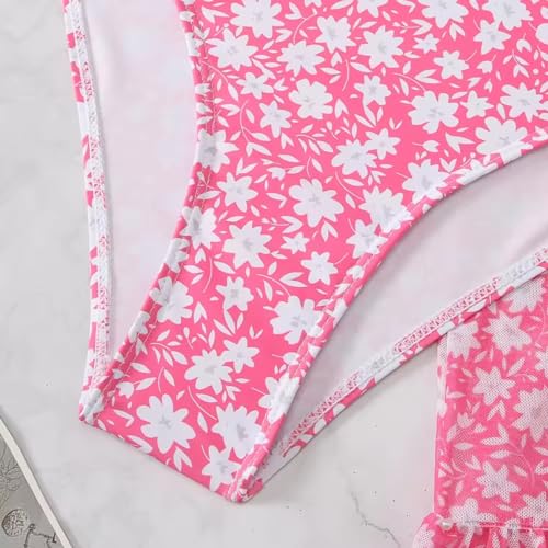 Bikini Set for Women Floral Halter Tummy Control 3 Piec Girls' Swimsuit High Waisted Bathing Suits with Beach Skirt4