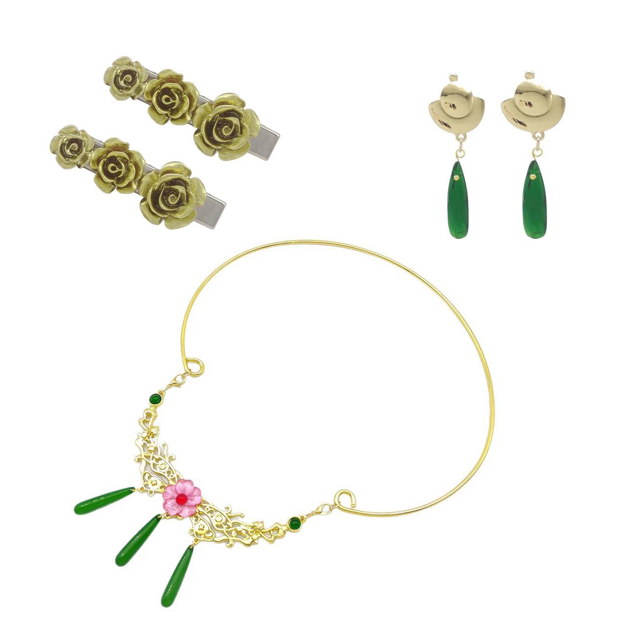 Apothecary Diary Maomao Cosplay Collier Boucle D'oreille Barrette À Cheveux 3pcs Set Maomao Cosplay Bijoux Accessories