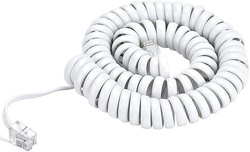 SAISN Cable modular para teléfono en espiral para teléfono (15 pies, blanco)