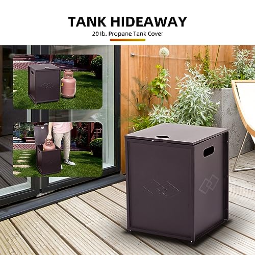 ActiveTrail 20Lb Propane Tank Cover & Side Table, Weatherproof Storage Box for Outdoor Gas Fire Pits, Portable Brown Enclosure with Handles, Hideaway Design for Patio & Deck by ActiveTrail - Image 3