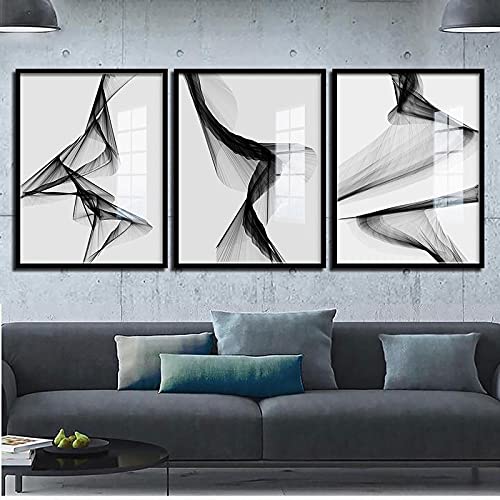 Affiches de peinture sur toile nordique image de ligne abstraite noir et blanc salon 40x50cm