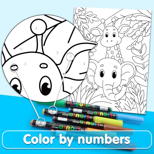 Image of SNEILJOY 3 Packs Paint by Numbers Kit for Kids Ages 4-12 | Framed Canvas, DIY Acrylic Painting Art Set, For Home Decor