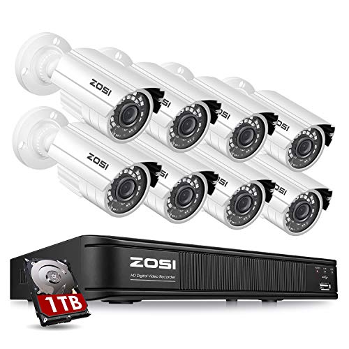 ZOSI H.265+1080p Home Security Camera System Outdoor Indoor, 1080N Security DVR 8 Channel