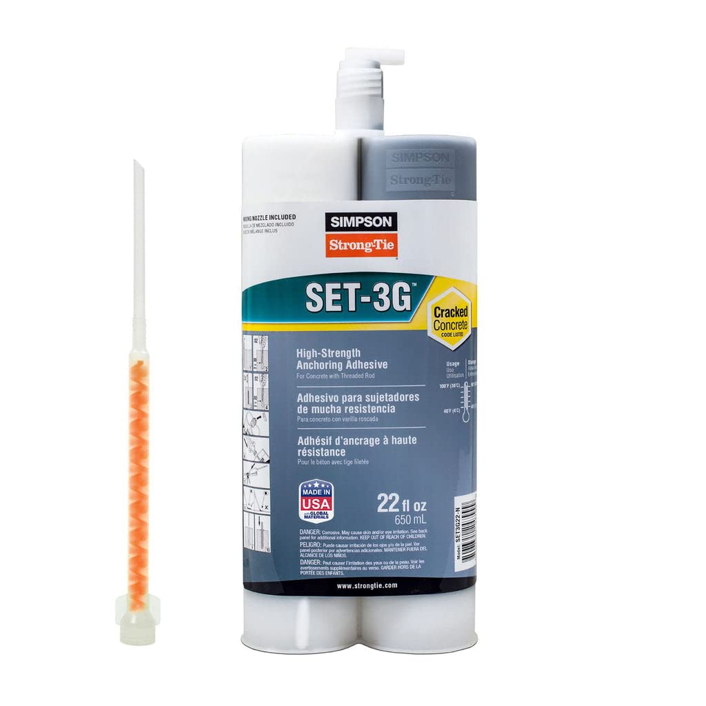 Simpson SET-3G High-Strength Epoxy Adhesive with EMN22i Adhesive Mixing Nozzle - 22 oz Ground Shipping Only