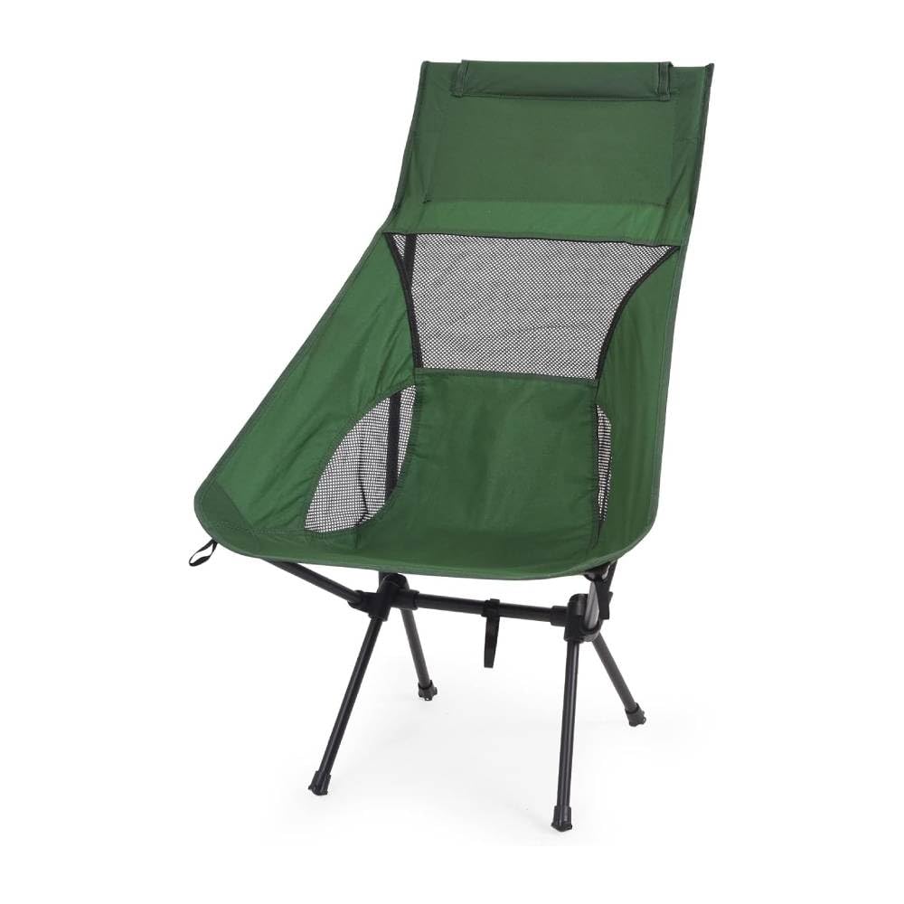 HomlyPro High Back Camping Chair with Wide Feet & Carry Bag, Pack of 2 - Ultra Lightweight & Compact Foldable Chair for Adults, Ideal for Beach, Garden, Picnic, Fishing & Travel (Green)