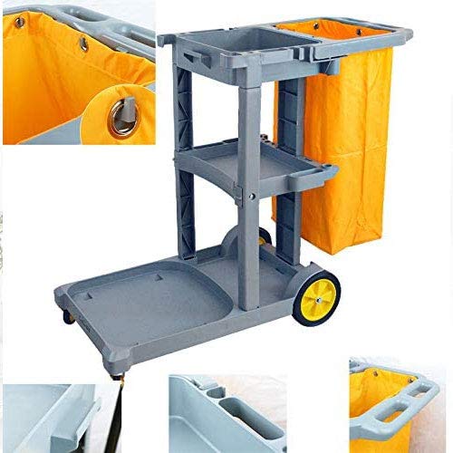 掃除カート ビルメンテナンスカート トラスト クリーニングカート 業務用 ゴミ収集 清掃用具 掃除道具 収納 バケツ ゴミ箱 ワゴン キャスター付き 【グレー】