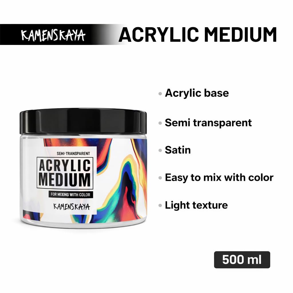 KAMENSKAYA Medium acrilico per pittura – Medium acrilico semitrasparente con finitura satinata – 16,9 fl oz (500 ml)
