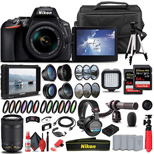 Cámara Nikon D5600 DSLR con lentes y accesorios
