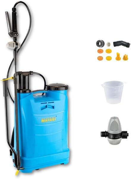 Pulverizador Matabi Evolution de 16 litros, diseñado para grandes superficies y fácil mantenimiento.