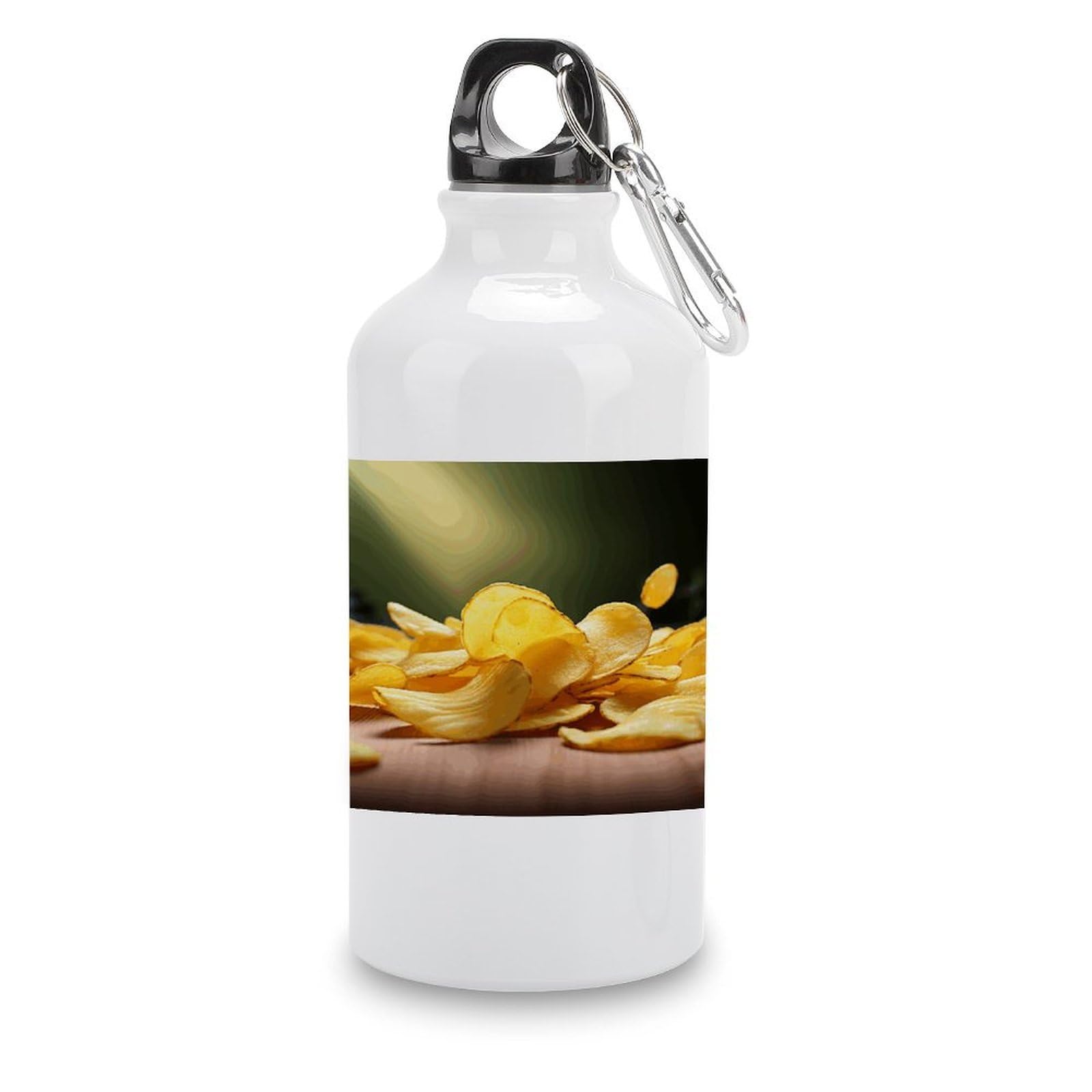 VstaDank Potato Chips Water Bottles Aluminum Sports Water Bottle with Lid&Hook Buckle Fashion Vacuum Insulated Water Bottles Hydration Flask Leak Proof Tumbler Keep Cold&Hot