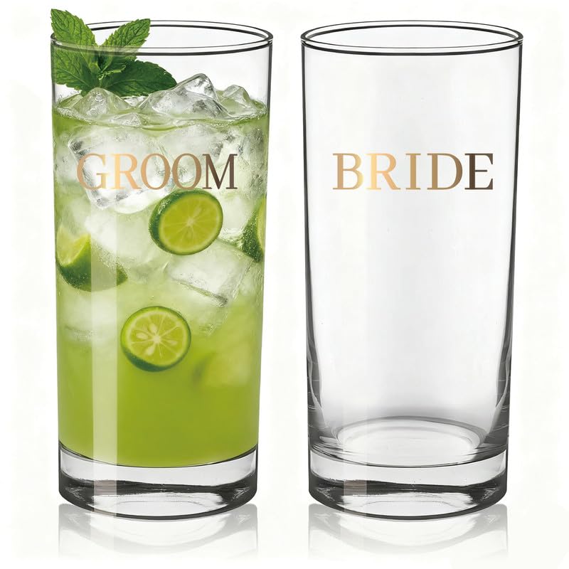 GroomBrideGifts Mr and Mrs Glasses,Wedding Glasses for Bride and Groom, Hubby & Wifey Engagement Gifts for Couples