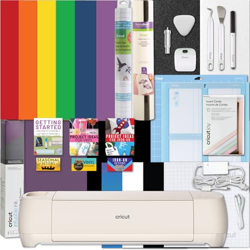 Cricut Explore 4 Machine Ultimate Bundle- Rainbow Vinyl Sampler, ...