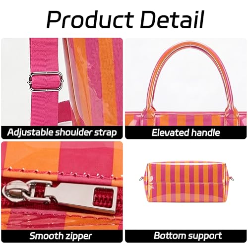 Image of GISMTR Large PVC Tote Bag for Women Letters Print Handbags Kraft Paper Shoulder Bag for Work Travel
