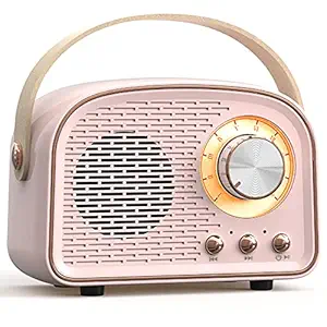 SpringFlora Retro Bluetooth Speaker, Cute Mini Speaker, Portable Wireless Speaker with TWS for Home Outdoor Travel, Bookshelf Speaker, Vintage Decor, Gifts for Girls, Teens, Women Pink