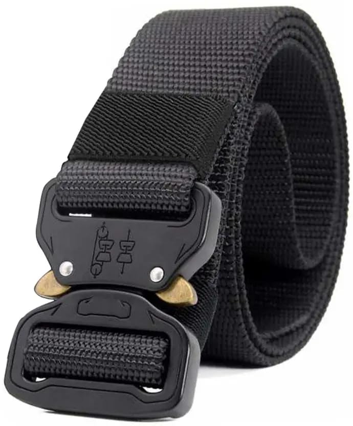 tpm Tactical Belt, Heavy Duty Military Style Nylon Web Belt with Quick Release Metal Buckle black-picture-30