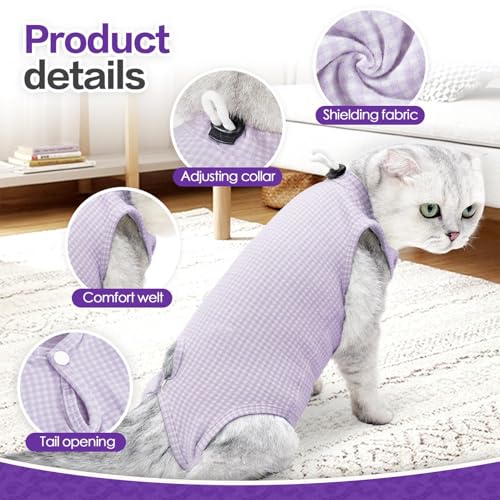 Traje de recuperación para gatos que sustituye al collar isabelino evitando el estrés posquirúrgico 4