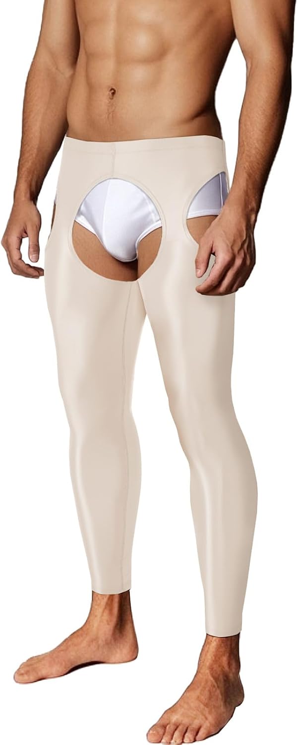 Men's Leggings Sexy Tight Long Pant Shiny Tights Bottoms for Men S M L XL XXL