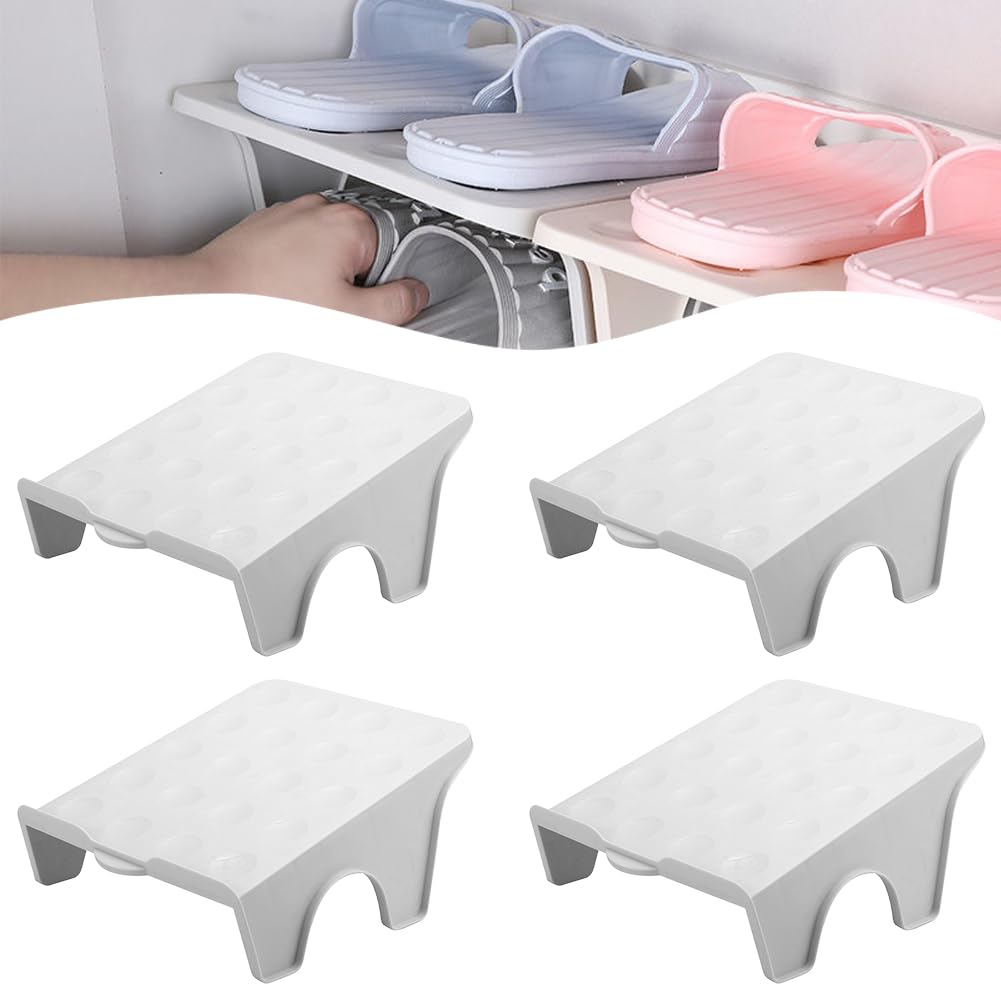 Organizzatori di Slot per Scarpe, 4 Pezzi Portascarpe Antiscivolo per Scarpe, Portascarp Antiscivolo per Scarpa, Scarpiera Regolabile Salvaspazio, Scarp Doppio Strato Supporto per Armadio