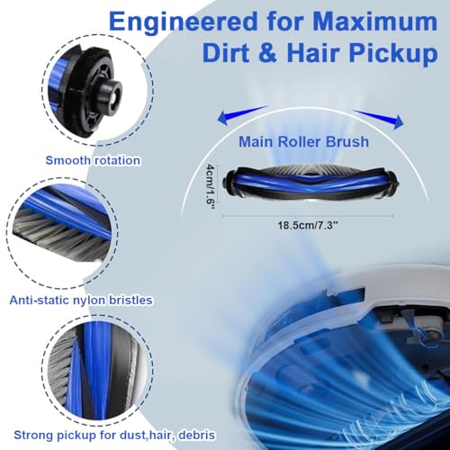 Image of HASTHIP 9Pcs Set Replacement Parts Compatible with ECOVACS Deebot N50 PRO Omni, Complete Robot Vacuum Spare Parts Set with Main Roller Brush, HEPA Filters, Side Brushes, Dust Bags, Washable Mop Pads