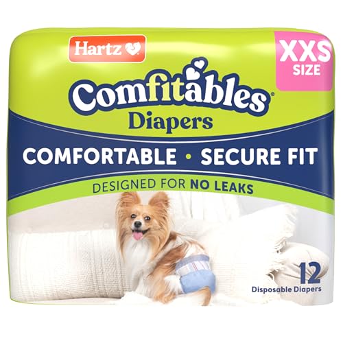 Image of Hartz Comfitables Disposable Dog Diapers, Size XXS 12 Count, Comfortable & Secure Fit, Easy to Put On, Super Absorbent Male and Female Diaper