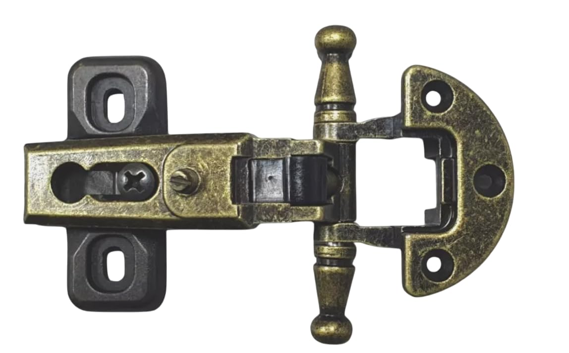 Cerniere per Mobili Antichi Stile Arte Povera CP54 + CP70 – Cerniera Anticata per Ante in Battuta – Scodellino Diametro 27 mm, Collo 00, Pistone 6,5 cm (4)