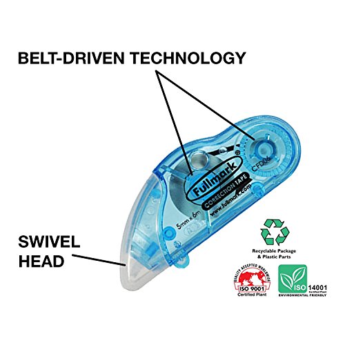 Fullmark Correction Tape White, Clean & Compact, Instant Correction, 0.2" X 236 Inches Each - 5 Pack + Free 5 Pack #TOP3