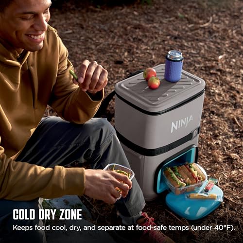 Image of Ninja FrostVault Go Can Soft Cooler, 24 /36 Can, Leak Proof, Built-In Cup Holder, 2 Ice Packs & Dry Storage Drawer, Polyester Insulation, Hiking, Camping, Picnic