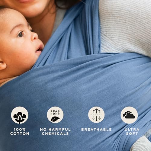 Image of Moby Baby Wrap Carrier Classic for Newborns to Toddlers (8-33lbs), Infant Sling Carrier, Lightweight & Hands Free Design, Adjustable for All Body Types (Ocean)