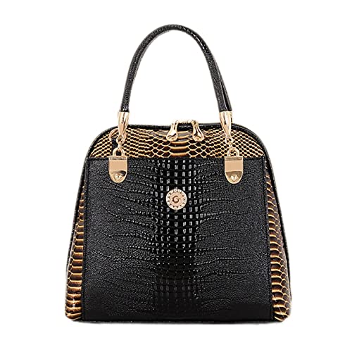 Sac à main cuir PU noir pour femme style cabas fourre-tout