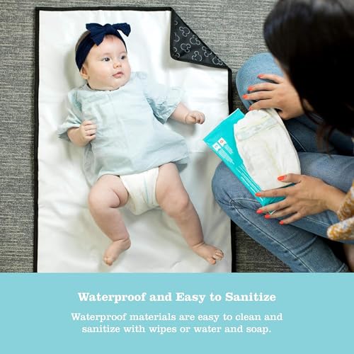 Image of Disney Baby by J.L. Childress Full Body Portable Changing Pad for Babies - Diaper Changing Mat for Travel, Baby Accessory Essentials, Wipeable & Water-Resistant, Foldable & Compact- Mickey Mouse Black