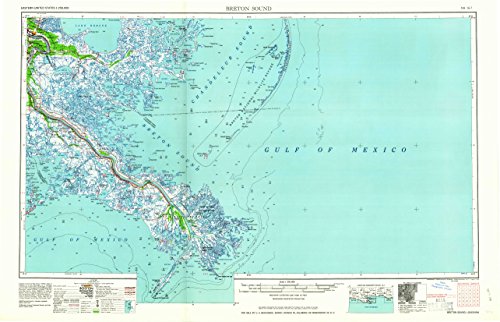 YellowMaps Breton Sound LA topo map, 1:250000 Scale, 1 X 2 Degree, Historical, 1961, Updated 1961, 22.1 x 34.2 in - Polypropylene