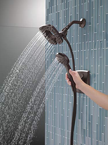 Image of DELTA Ashlyn 17 Series Dual-Function Shower Trim Kit with 2-Spray Touch-Clean In2ition 2-in-1 Hand Held Shower Head with Hose, Venetian Bronze T17264-RB-I (Valve Included)