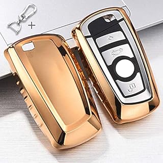 QBUC Car Key Full Cover for BMW Soft TPU Anti-dust Protection Key Case Shell Keyless Remote Control Smart Car Key Protector for BMW 1/2/3/4/5/6/7 Series and X3 X4 M2 M3 M4 M5 M6 GT3 GT5 (A-Sliver)