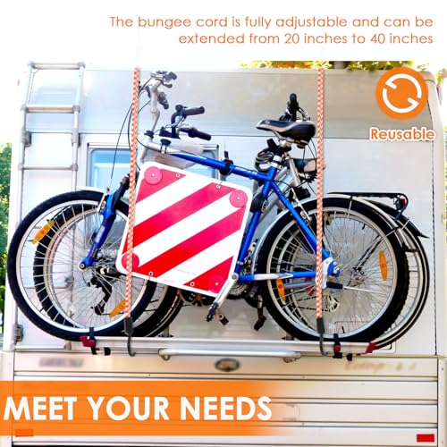 Image of 10pcs Bungee Cords with Hooks, 55cm Heavy Duty Adjustable Bungee Cord, Weatherproof & UV-Resistant Flat Nylon Elastic Bungee Straps For Securing Tarps, Luggage, Tents, Bikes (10pcs(55cm each))