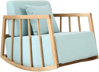 GY-C Mecedora, sillón, cómodo, moderno, relajado y relajado, sofá reclinable, adulto, de madera maciza, de tela, mecedora, para siesta, balcón, sillón, patio, césped y amplificador Jardí