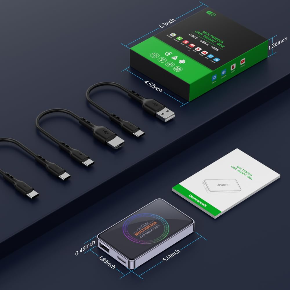 EverBox Y2 CarPlay Android Auto Box, 4GB RAM 32GB ROM, Kablosuz Multimedya Sistemi, Android 12.0, Yo