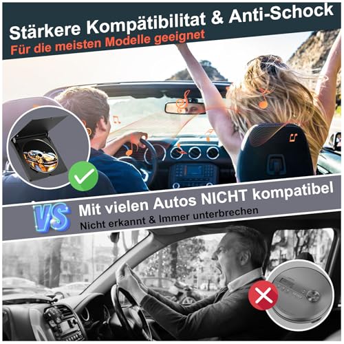 CD Player für Auto mit USB-Anschluss - Homlab Universal CD Laufwerk für Auto PKW LKW mit 1M USB-Verlängerungskabel, Externes CD Laufwerk für Laptop, PC, Fernseher, kompatibel mit Android Autoradio