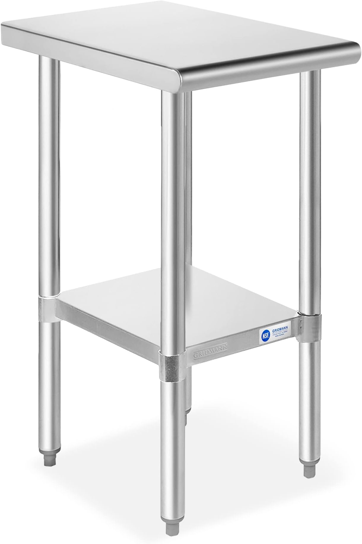 GRIDMANN Stainless Steel Work Table 12 x 24 Inches, NSF Commercial Kitchen Prep Table with Under Shelf for Restaurant and Home